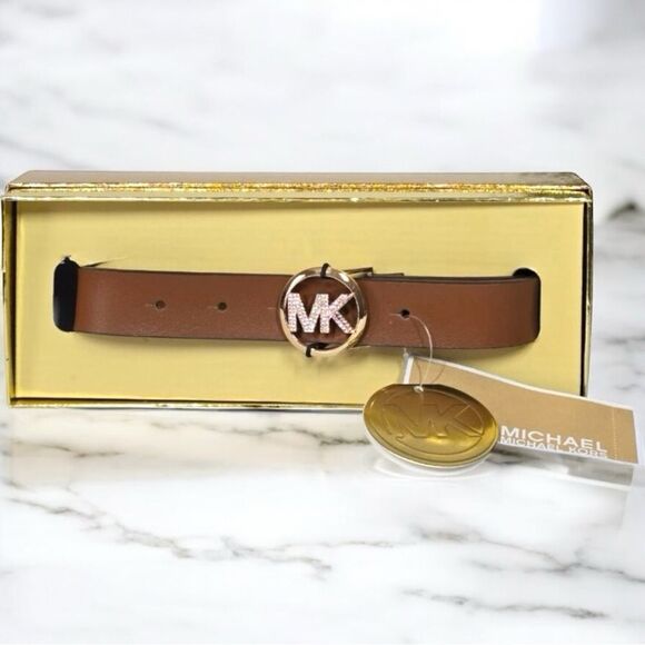 MICHAEL Michael Kors Brown Belt Pave Gold Logo Gift Box - Picture 7 of 9